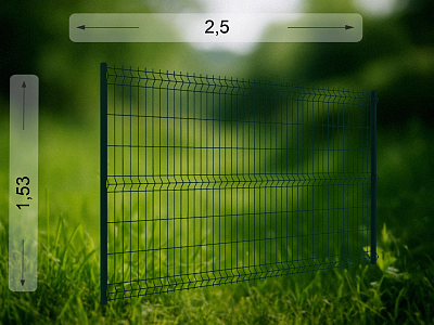 3D панель 2.5×1.53 м RAL 6005 (4 ребра)