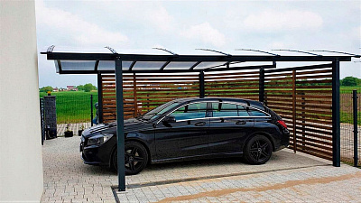 Автомобильный навес односкатный из поликарбоната 4х3х2 м