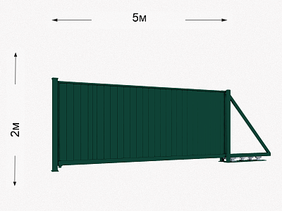 Откатные ворота консольного типа с калиткой 5000×2000