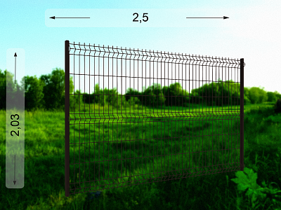 Коричневый 3D забор 2,03×2,5 м