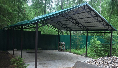 Двухскатный навес для автомобиля 5*8*2,5 м профнастил