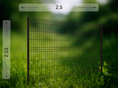 Коричневый 3D забор 2,03×2,5 м